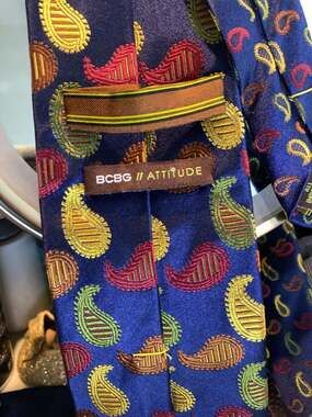 BCBG Attitude Blue Silk Paisley Pattern Necktie